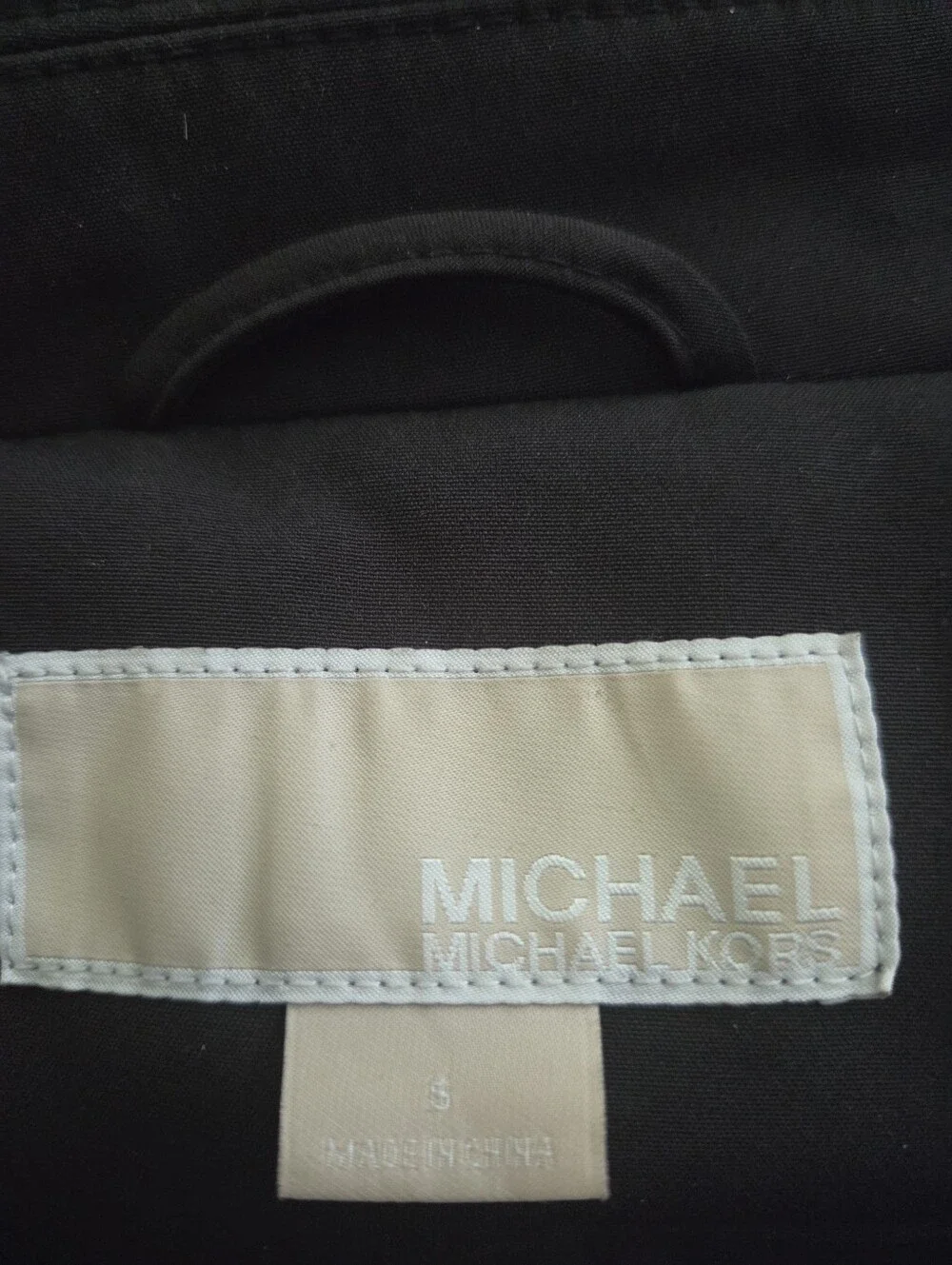 Michael Kors Black Zip-Front Pea Coat with Gold MK Accents